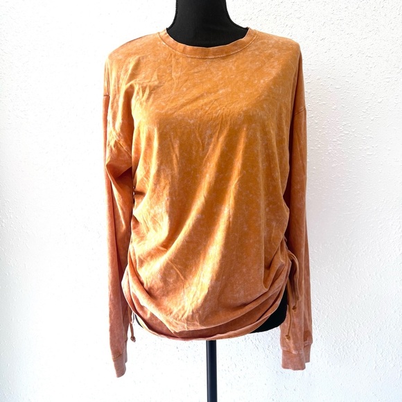 PINK Victoria's Secret Tops - PINK Orange Long Sleeve with Ruched‎ Details large